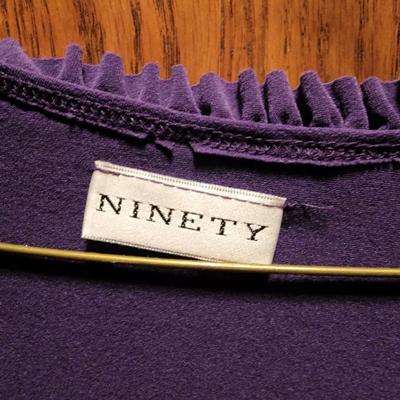 Ninety Purple Ruffle V Neck Long Sleeve Sweater - Picture 3 of 4